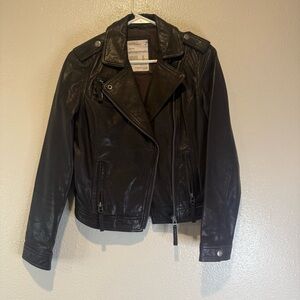 Aeropostale Dark brown Leather Moto Jacket L